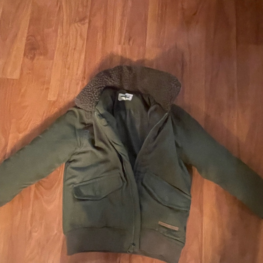 Boys Buffalo bomber jacket. Sooo cute! Navy green and brown. size 5T